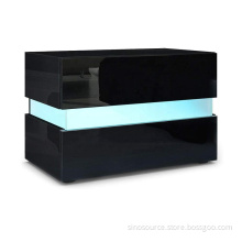 Glossy Bedside Nightstand with LED light